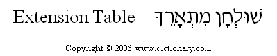 'Extension Table' in Hebrew