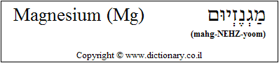 'Magnesium (Mg)' in Hebrew
