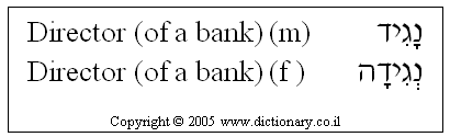 'Director (of a Bank)' in Hebrew