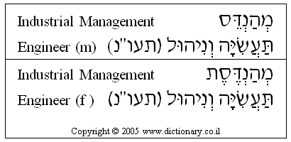 'Industrial Management Engineer' in Hebrew