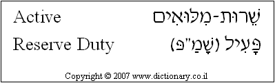 'Active Reserve Duty' in Hebrew
