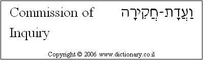 'Commission of Inquiry' in Hebrew