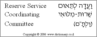 'Reserve Service Coordinating Committee' in Hebrew