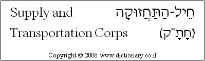 'Supply and Transportation Corps' in Hebrew