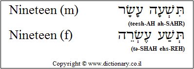 'Nineteen' in Hebrew