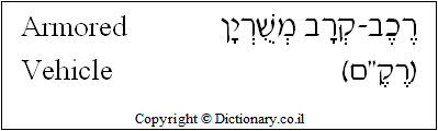 'Armored Vehicle' in Hebrew