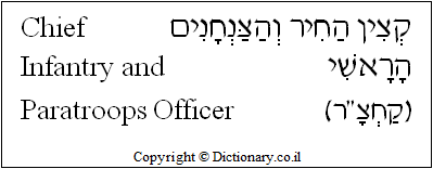 'Chief Infantry and Paratroops Officer' in Hebrew