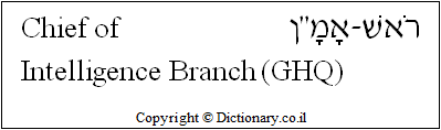'Chief of Intelligence Branch (GHQ)' in Hebrew