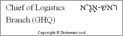 'Chief of Logistics Branch (GHQ)' in Hebrew