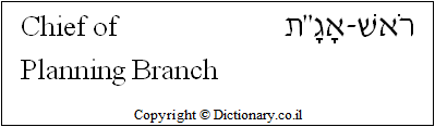 'Chief of Planning Branch' in Hebrew