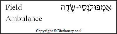 'Field Ambulance' in Hebrew