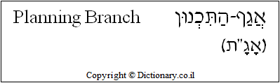'Planning Branch' in Hebrew
