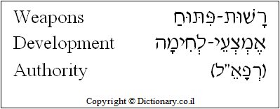 'Weapons Development Authority' in Hebrew