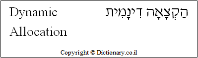 'Dynamic Allocation' in Hebrew