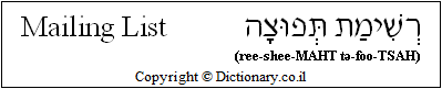 'Mailing List' in Hebrew