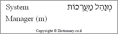 'System Manager (m)' in Hebrew
