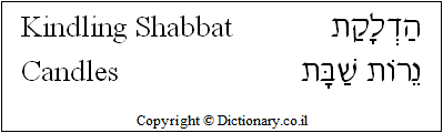 'Kindling Shabbat Candles' in Hebrew