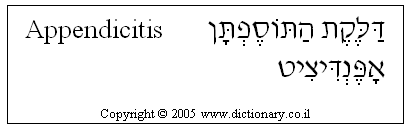 'Appendicitis' in Hebrew