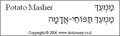 'Potato Masher' in Hebrew