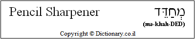 'Pencil Sharpener' in Hebrew