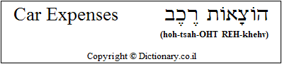 'Car Expenses' in Hebrew