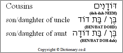 'Cousins' in Hebrew