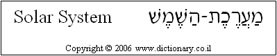 'Solar System' in Hebrew