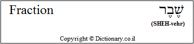 'Fraction' in Hebrew