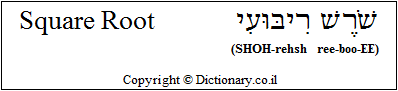'Square Root' in Hebrew