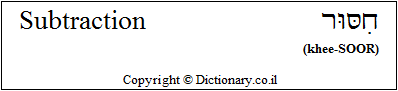 'Subtraction' in Hebrew