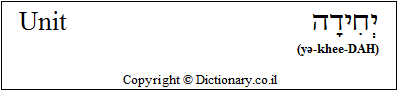 'Unit' in Hebrew