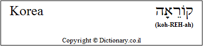 'Korea' in Hebrew