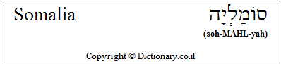 'Somalia' in Hebrew