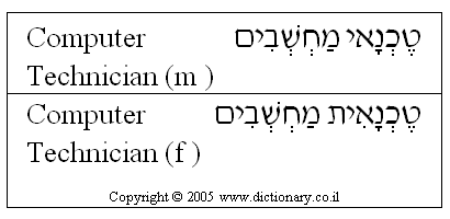 'Computer Technician' in Hebrew