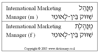 'International Marketing Manager' in Hebrew