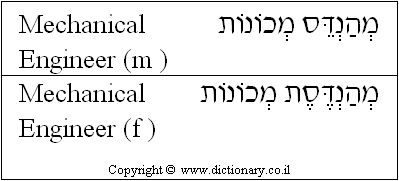 'Mechanical Engineer' in Hebrew