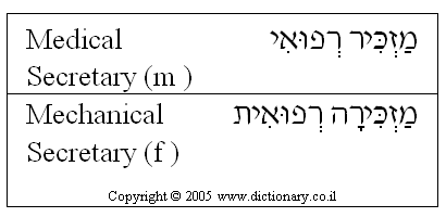 'Medical Secretary' in Hebrew