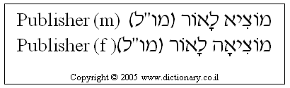 'Publisher' in Hebrew