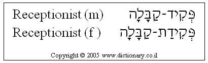 'Receptionist' in Hebrew