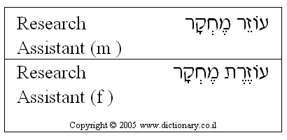 'Research Assistant' in Hebrew