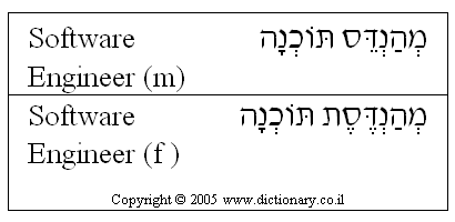 'Software Engineer' in Hebrew