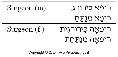 'Surgeon' in Hebrew