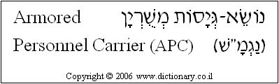 'Armored Personnel Carrier' in Hebrew