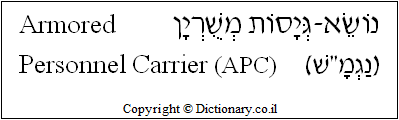 'Armored Personnel Carrier' in Hebrew