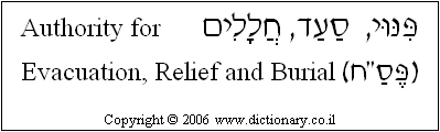 'Authority for Evacuation, Relief and Burial' in Hebrew