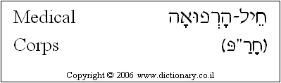'Medical Corps' in Hebrew