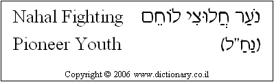 'Nahal Fighting Pioneer Youth' in Hebrew