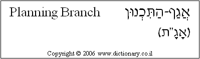'Planning Branch' in Hebrew