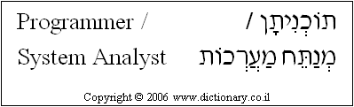 'Programmer / System Analyst' in Hebrew