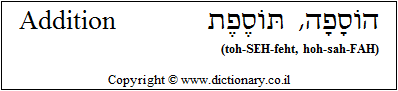 'Addition' in Hebrew